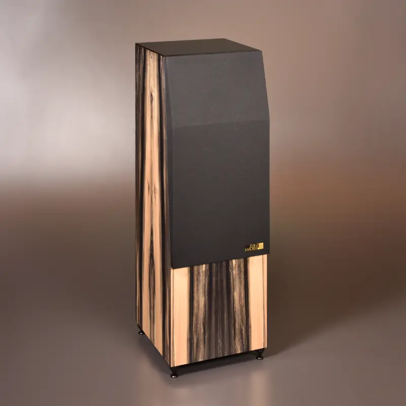 Enceinte JM 370F finition Peuplier Inkwood verre et tissu noir