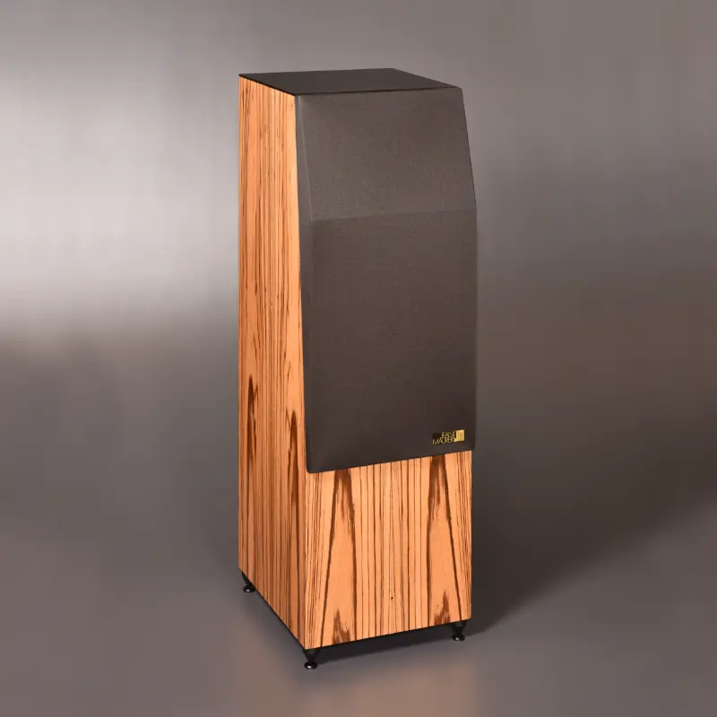 Enceinte JM 370F finition Zebrano verre et tissu brun